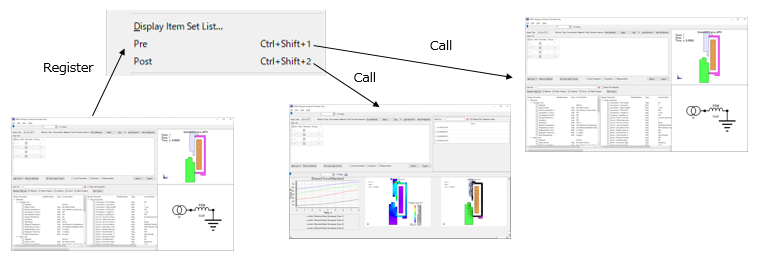 Registering and calling analysis parameter view layouts