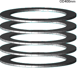 Carbon rings layered in multiple stages