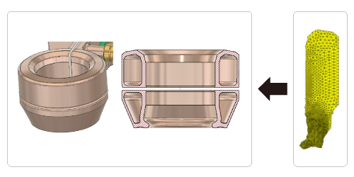 Fig.1: Heating coil created using hints from the result of topology optimization calculation