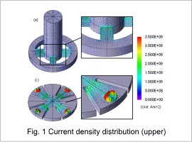 Fig.1 Current density distribution (upper)