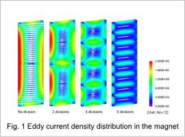 Fig.1 Eddy current density distribution in the magnet