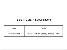 Table 1. Control Specifications