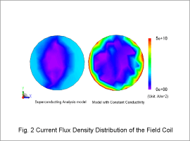 Fig. 2 Current Flux Density Distribution of the Field Coil
