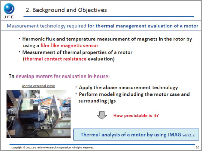 Efforts for Thermal Analysis of a Motor at JFE Techno-Research Corporation