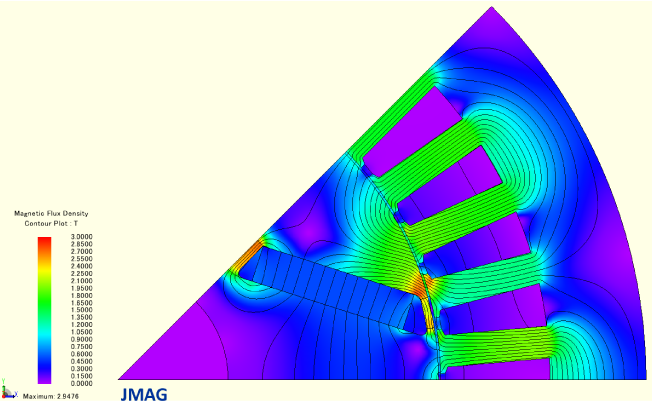 Fig. 1 Flux-plot in a PM brushless synchronous machine under steady-state short-circuit conditions