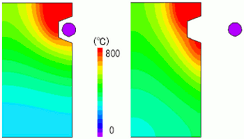 Fig.7 Temperature distribution after elapsing 10 seconds