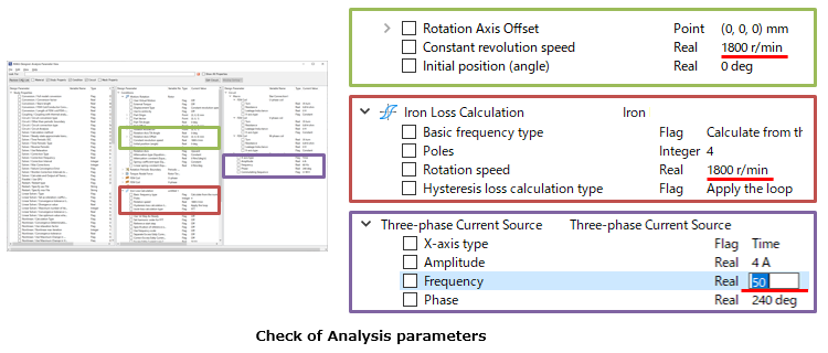 Check of Analysis parameters