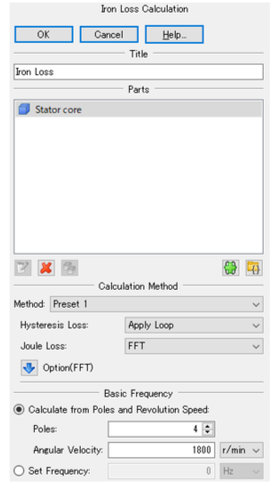 Fig. 1 GUI for calculating iron loss