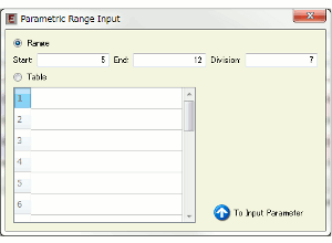 Fig. 6 Parametric range settings screen