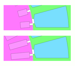 Fig. 9 Bar geometry of rotor (top: 5mm deep, bottom: 10mm deep)