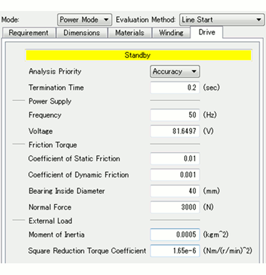 Fig. 12 Settings of line start analysis