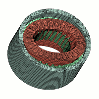 Fig. 7 Model of the Stator Core, Coil and Frame