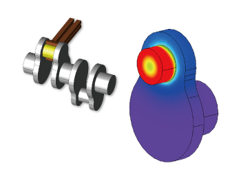 Induction hardening of a crankshaft