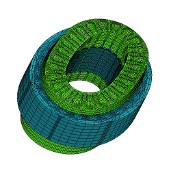 1st mode shape of stator core and coil