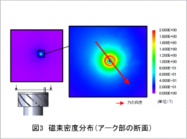 図3　磁束密度分布（アーク部の断面）