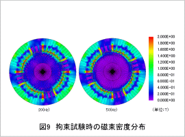 図9 拘束試験時の磁束密度分布