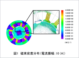 図1 磁束密度分布(電流振幅：10 (A))