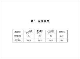 表1　温度履歴