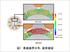 図1　着磁磁界分布、磁束線図