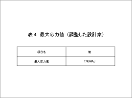 表4　最大応力値（調整した設計案）