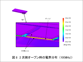 図8 2次側オープン時の電界分布(10(MHz))