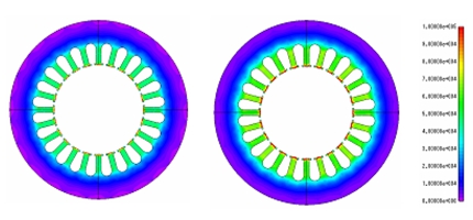 図12　PWM制御時のステータの高調波鉄損分布(左図)