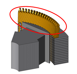 図a　コイル端部の形状を作成したモータ