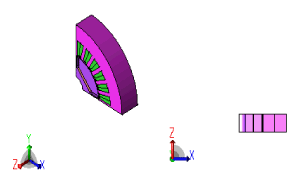 右図：部分モデル(円周方向に1/4、軸方向に1/2)
