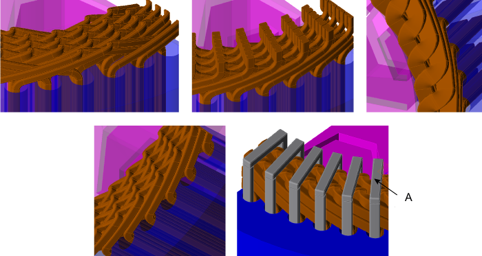 コイルテンプレートのパターンを利用して作成できるコイル形状の例